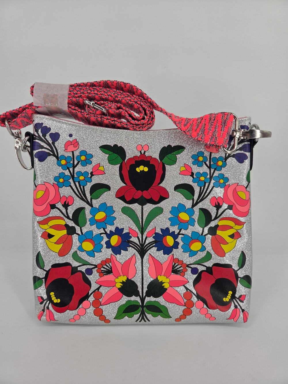 Folklore Couture Sparkle Betsy Neon Crossbody Bag Purse Floral European Glitter